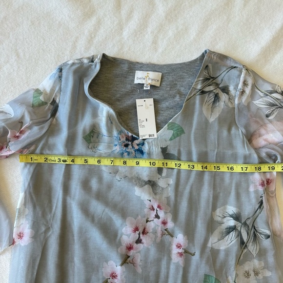 Belle France Silk Floral Print Tonic Top Size M - Picture 7 of 10